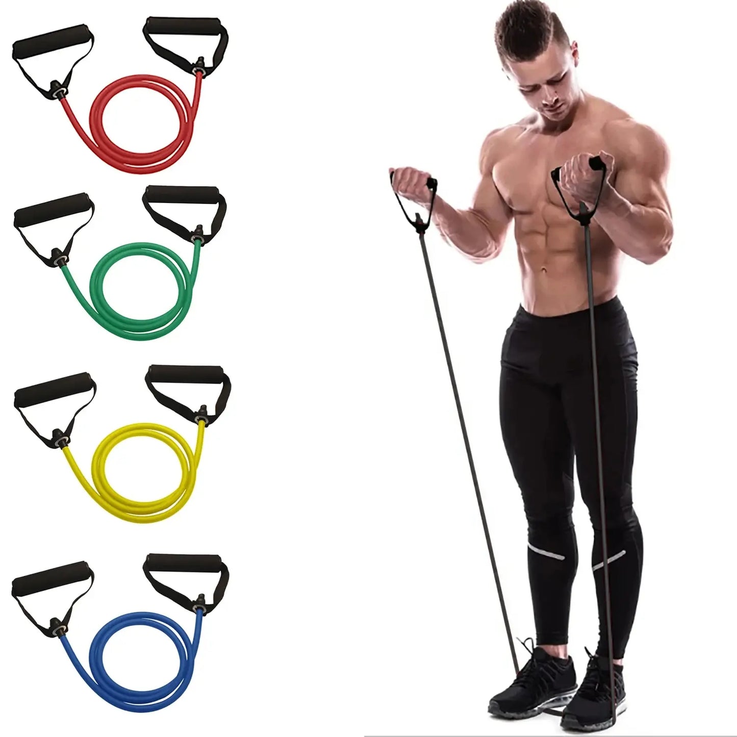 Workout Bands With Handles For Men Women, Strength Training Equipment At Home