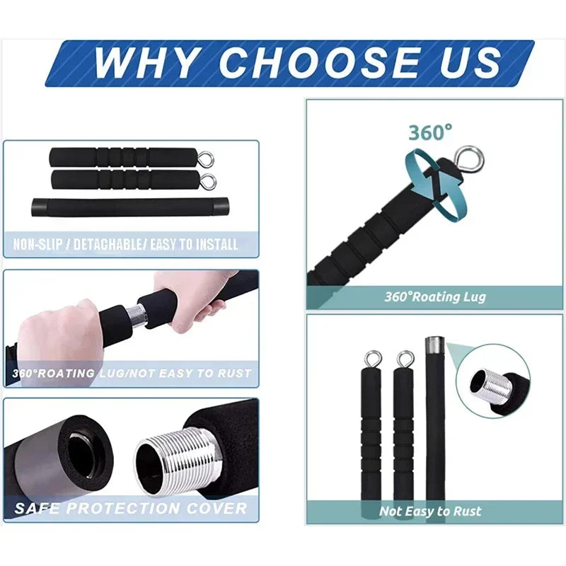 Portable Pilates Bar Kit with Resistance Bands Fitness Stick Home Gym