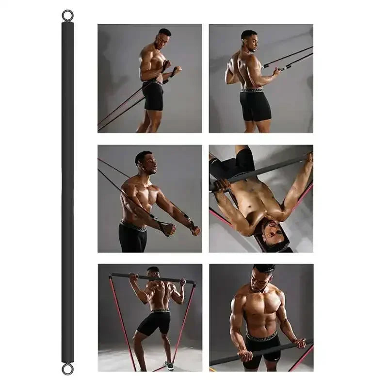 Portable Pilates Bar Kit with Resistance Bands Fitness Stick Home Gym