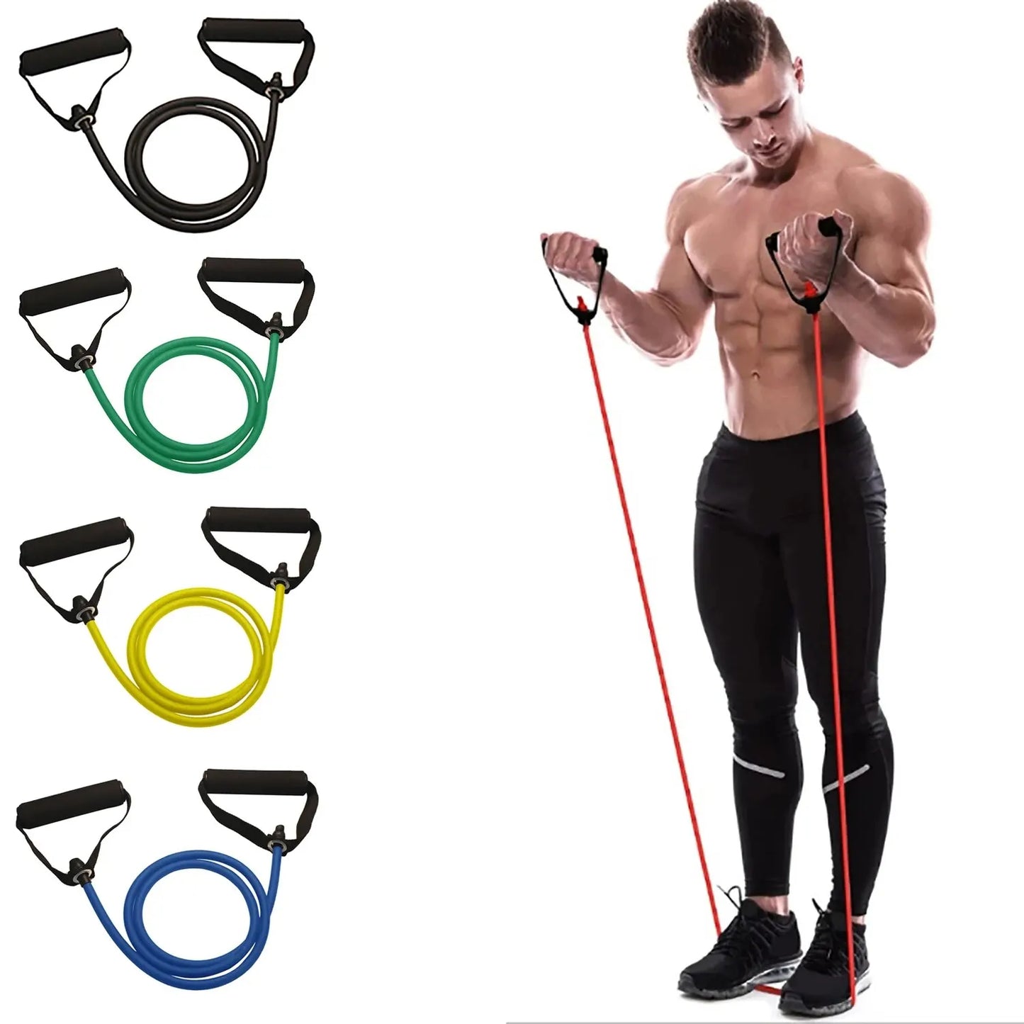 Workout Bands With Handles For Men Women, Strength Training Equipment At Home
