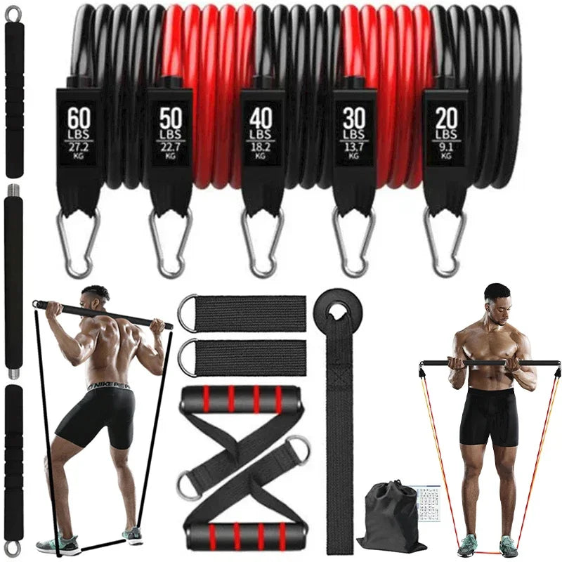 Portable Pilates Bar Kit with Resistance Bands Fitness Stick Home Gym
