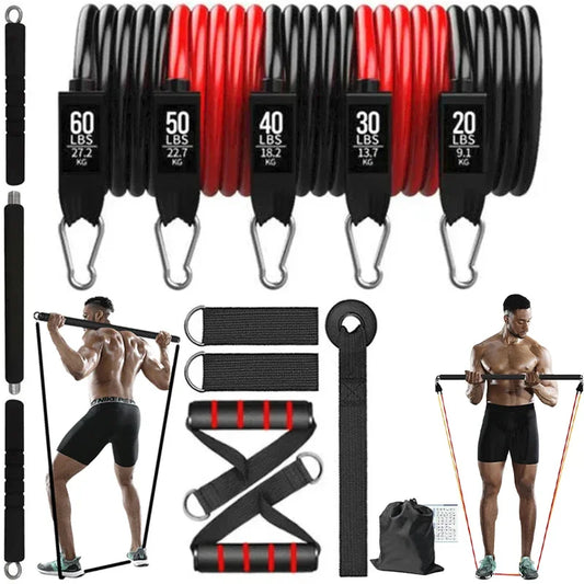 Portable Pilates Bar Kit with Resistance Bands Fitness Stick Home Gym